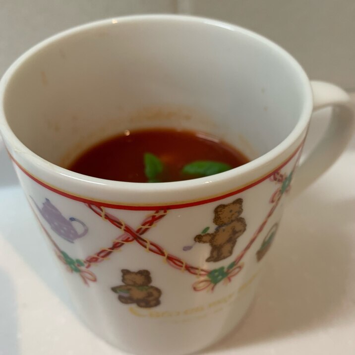 トマトジュースと水煮大豆のカップスープ